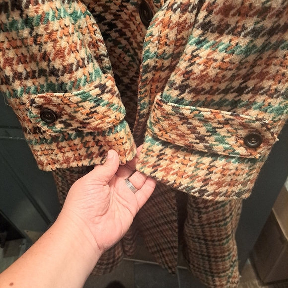 Vintage 70s Funky Double Breasted Tie Belt Utex Wool Blend Overcoat sz 13/14 - Picture 4 of 14